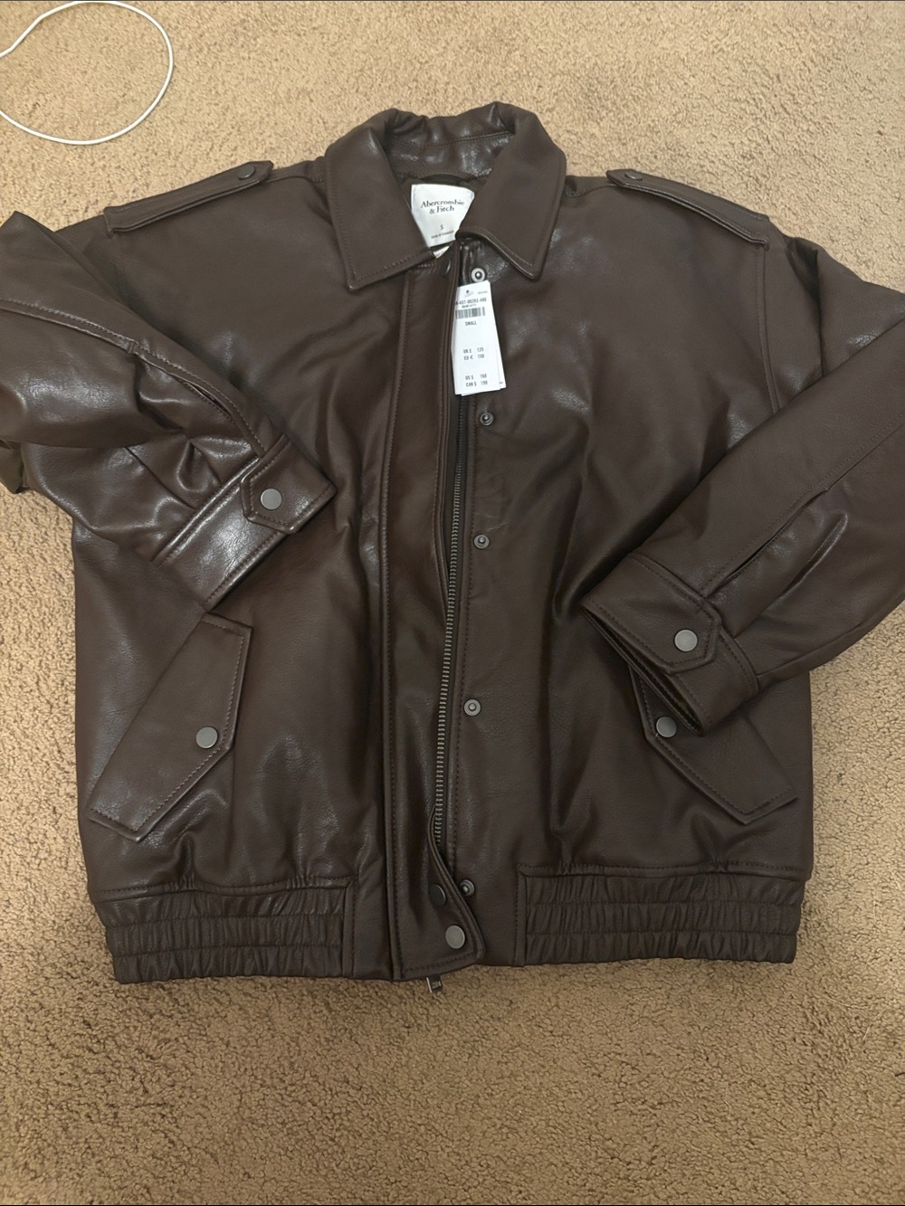 Abercrombie & Fitch Brown Faux Leather Bomber Jacket